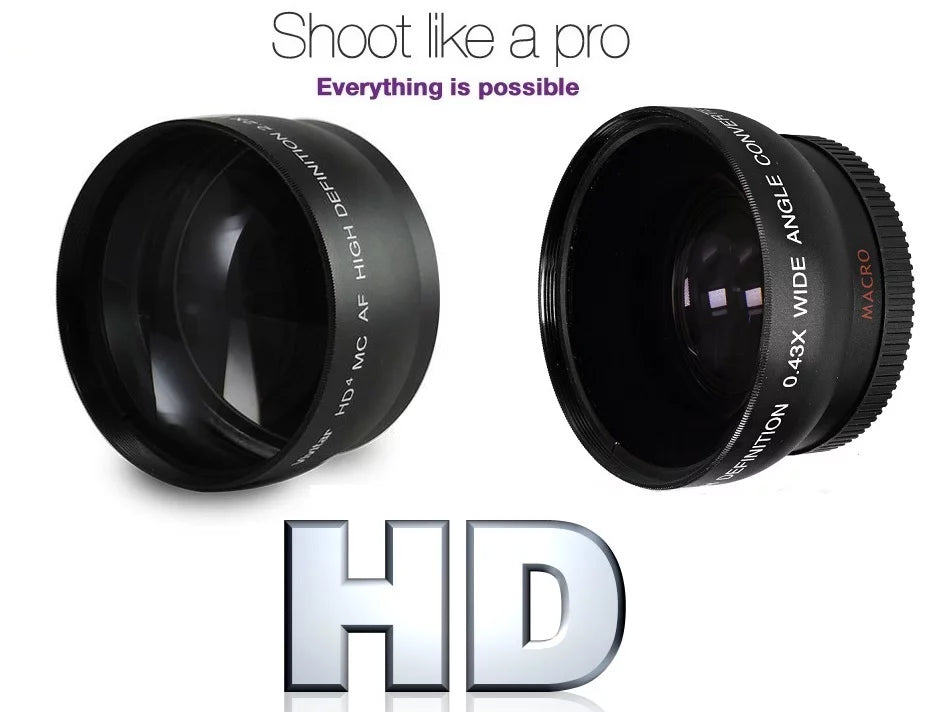 Pro Hi Def Wide Angle & Telephoto Lens Kit For Panasonic Lumix - - (37mm Compatible)