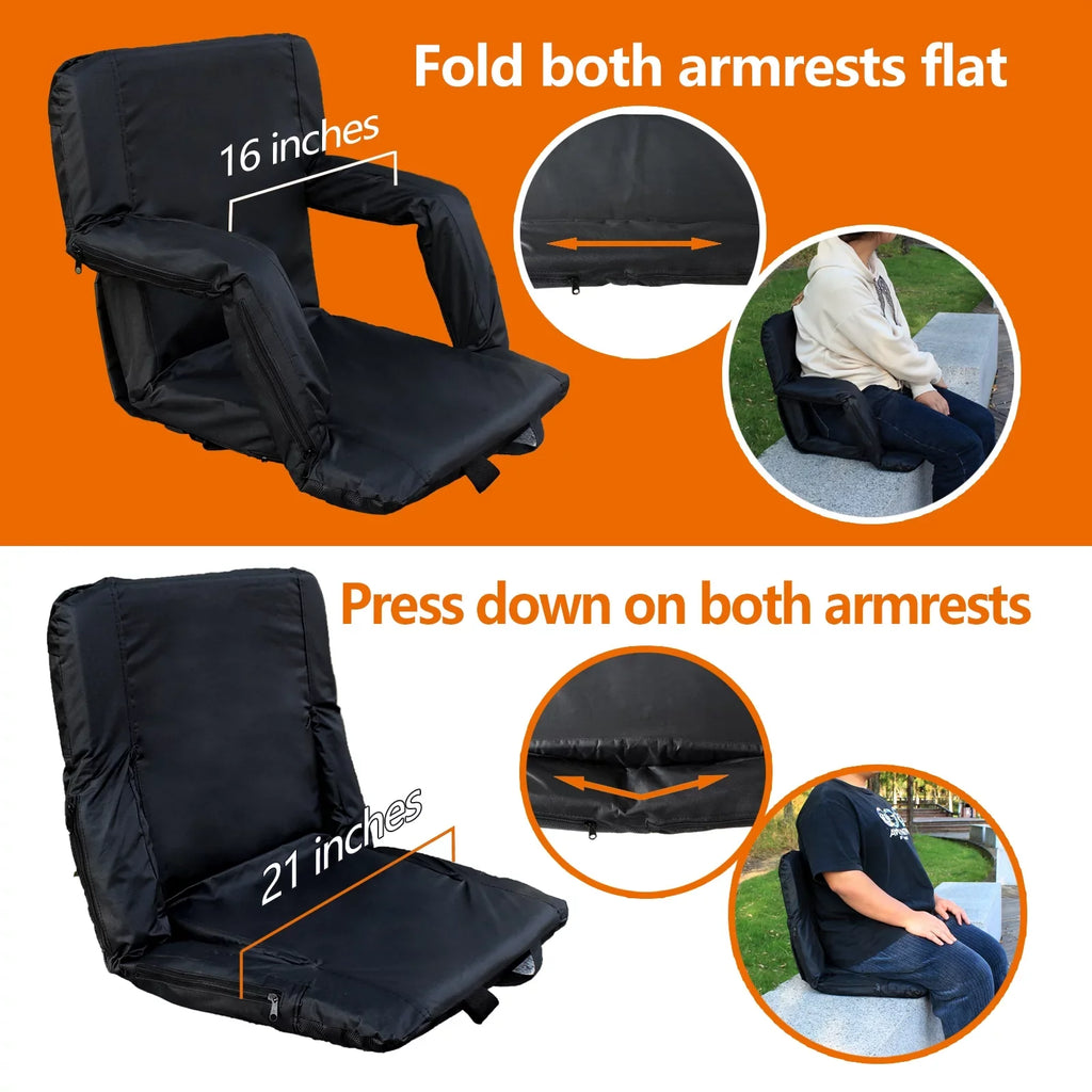 Sojoy Double Heated Stadium Seats for Bleacher with Back Support, 21" Extra Wide Folded Bleacher Chair with  Heat for Outdoor Camping, Sports Gaming