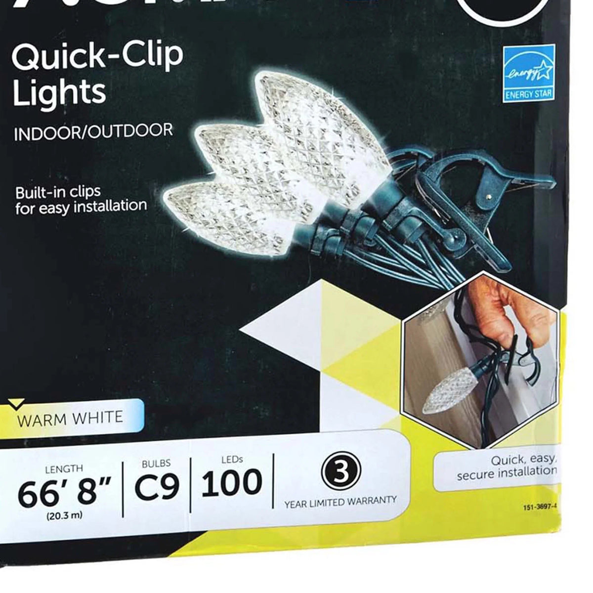 Quick Clip   100 Warm Bulbs Christmas String Lights (3 Pack)