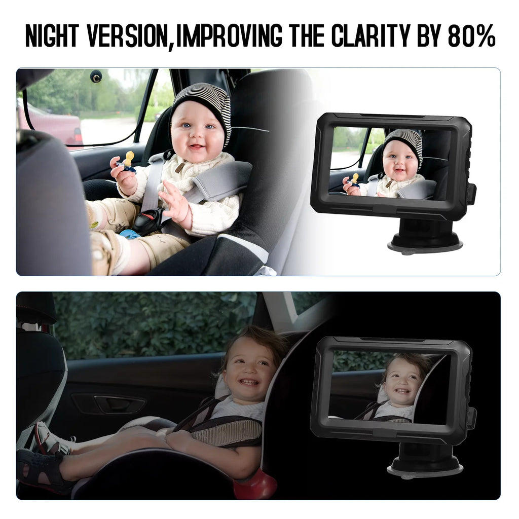 Baby Car Mirror - 1080P Baby Monitor Camera with 4.3’’  Screen, Night Vision, Adjustable Wide View Angle for Infants, Kids, and Pets