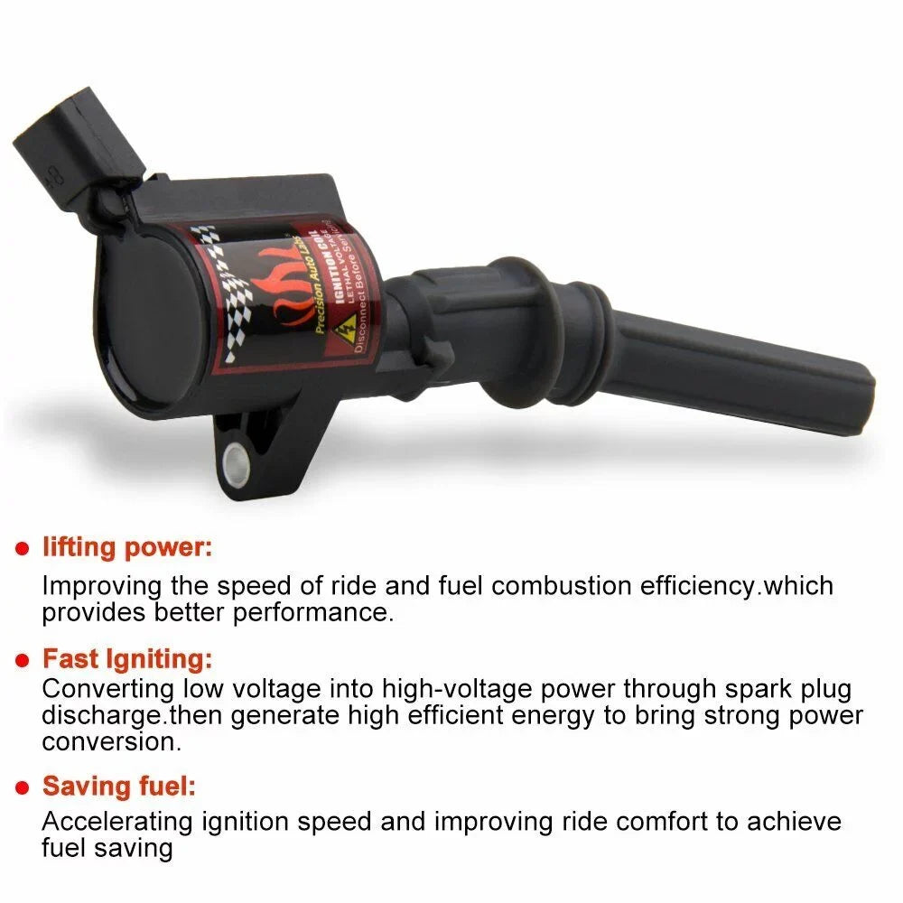8 Black Ignition Coil     & Spark Plug  4477 Compatible with Ford -250  4.6L & 5.4L 2003 2004 2005 2006 2007 2008 2009 2010 2011 2012 2013 2014