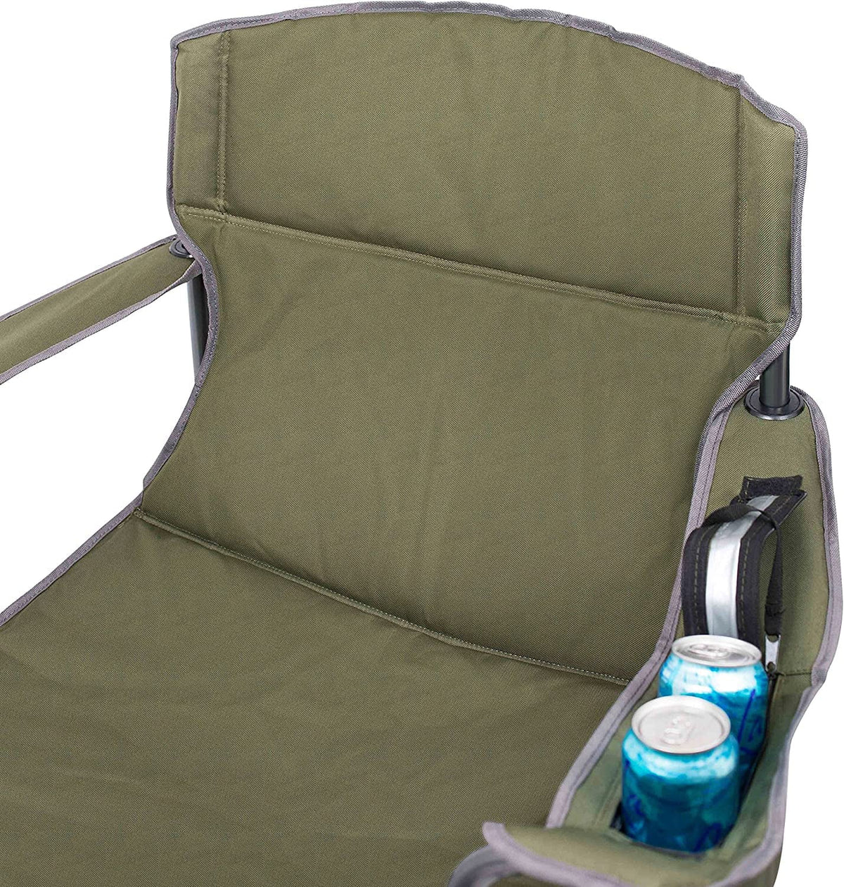 Internet's Best  Padded Camping Folding Chair - Cooler Bag - Outdoor - Green - Sports - Insulated Cup Holder - Heavy Duty - Carrying Case - Beach - Extra Wide - Quad