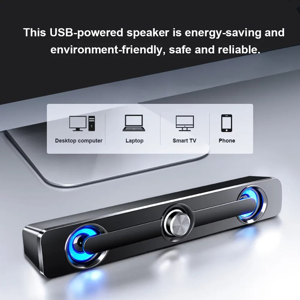 '-111 Computer Speaker  Wired Powerful  Bar Stereo Subwoofer Bass Speaker Surround Sound Box for  Laptop Phone Tablet