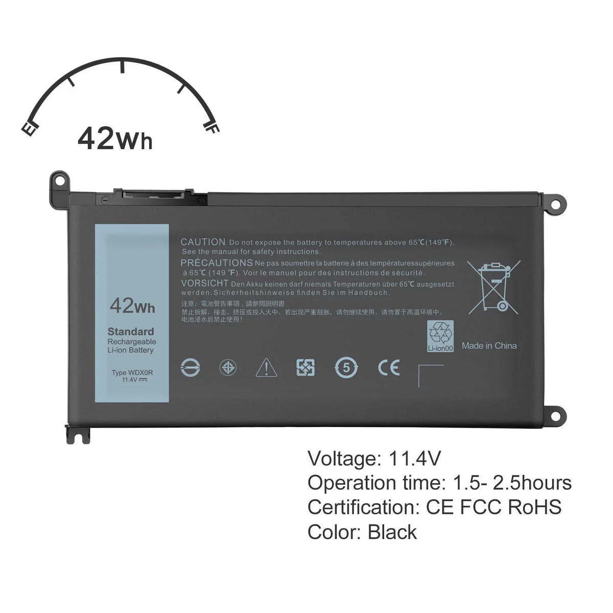 4Cell  Laptop Battery for Dell Inspiron 13-5000 13-7000 15-5000 15-7000