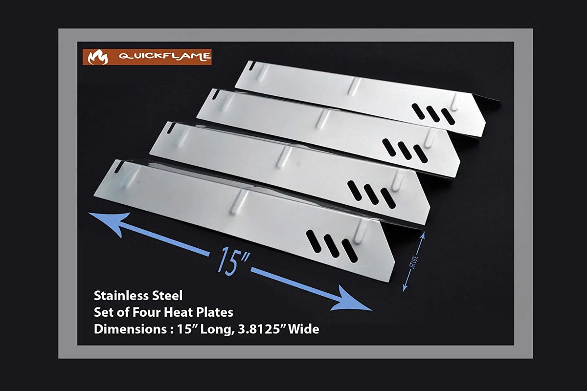 Grill Drip Pans Adjustable Grease Tray (24.5" to 27") and Heat Plates Set (4 Pack) for DynaGlo, Uniflame, , Backyard Grill Models