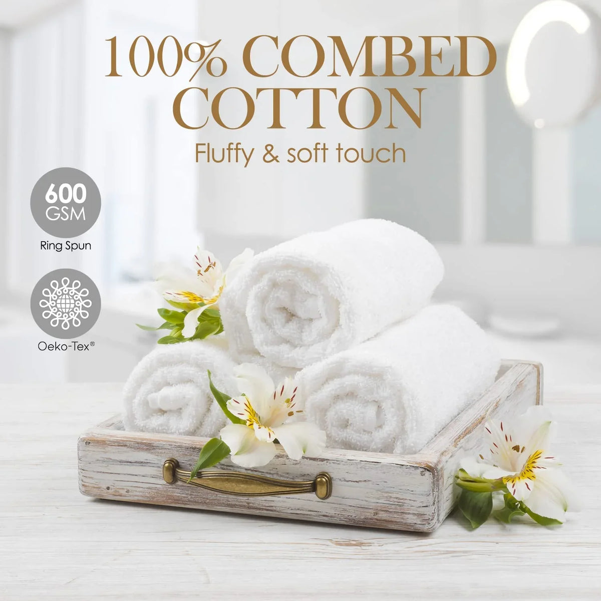 Elaine Karen Premium Cotton Bath Hand Towels for Home, Hotel & Spa, 12-Pack White
