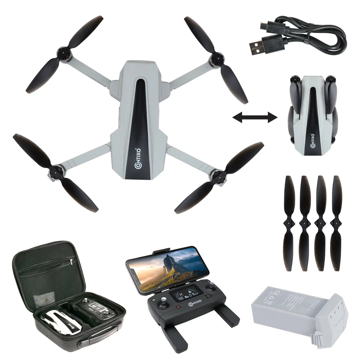 Drone Contixo  Pro Foldable  with 2.5K Wifi Camera,  Quadcopter for Adults and Beginners