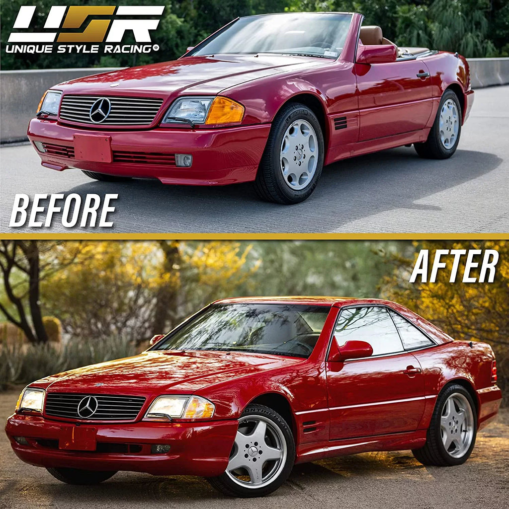 Corner Lights - Replacement Amber / Clear Frost Lens Front Turn Signal Lamps Set (Left + Right) Compatible with 1990-2002 Mercedes Benz  Chassis  Class Roadster