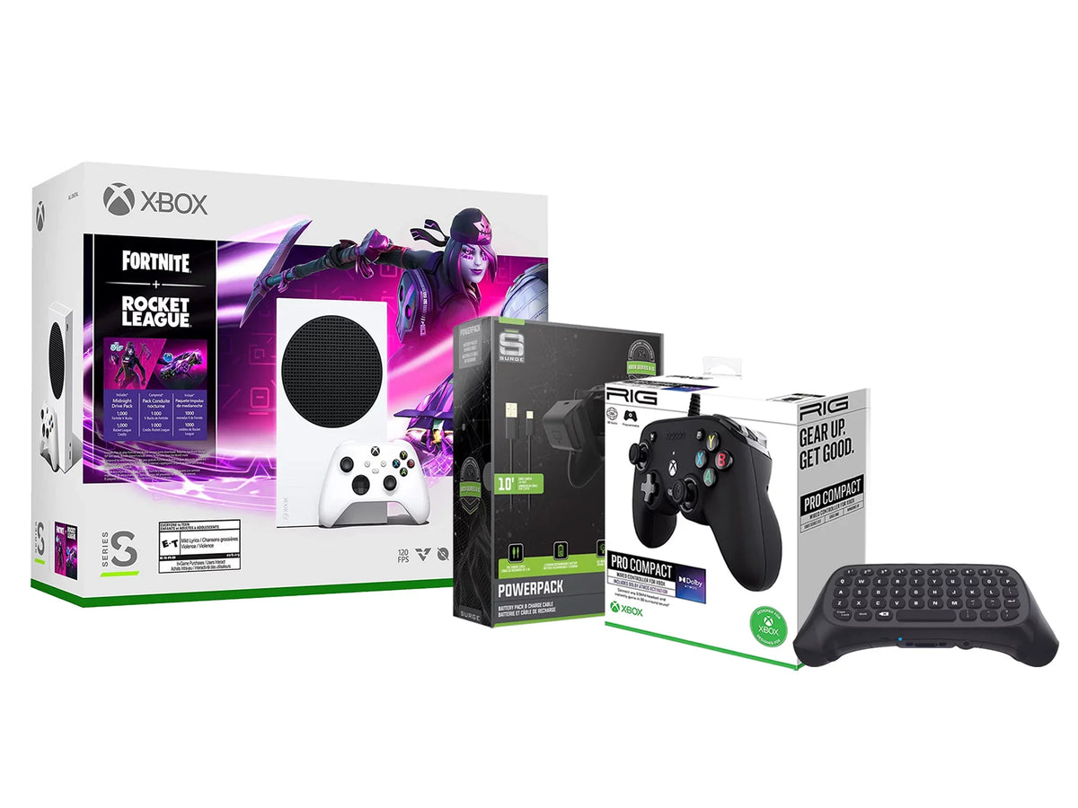 Microsoft Xbox Series  Console Fortnite Rocket League with Black  Compact Controller, Charge Cable/Battery and Wireless Controller Keypad