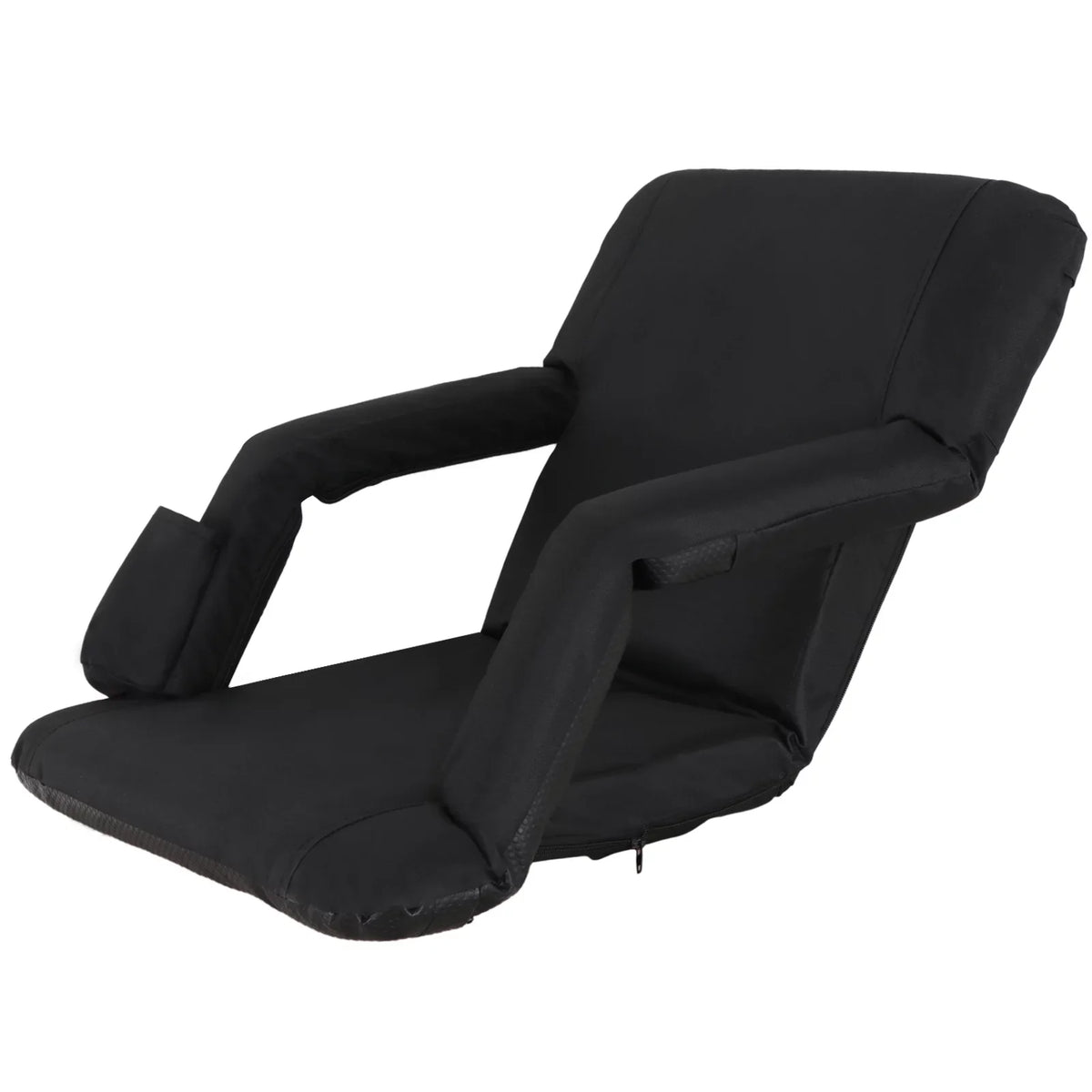Stadium Seat Chair Reclining Bleachers /Padded Cushion - 6 Reclining Positions, Black