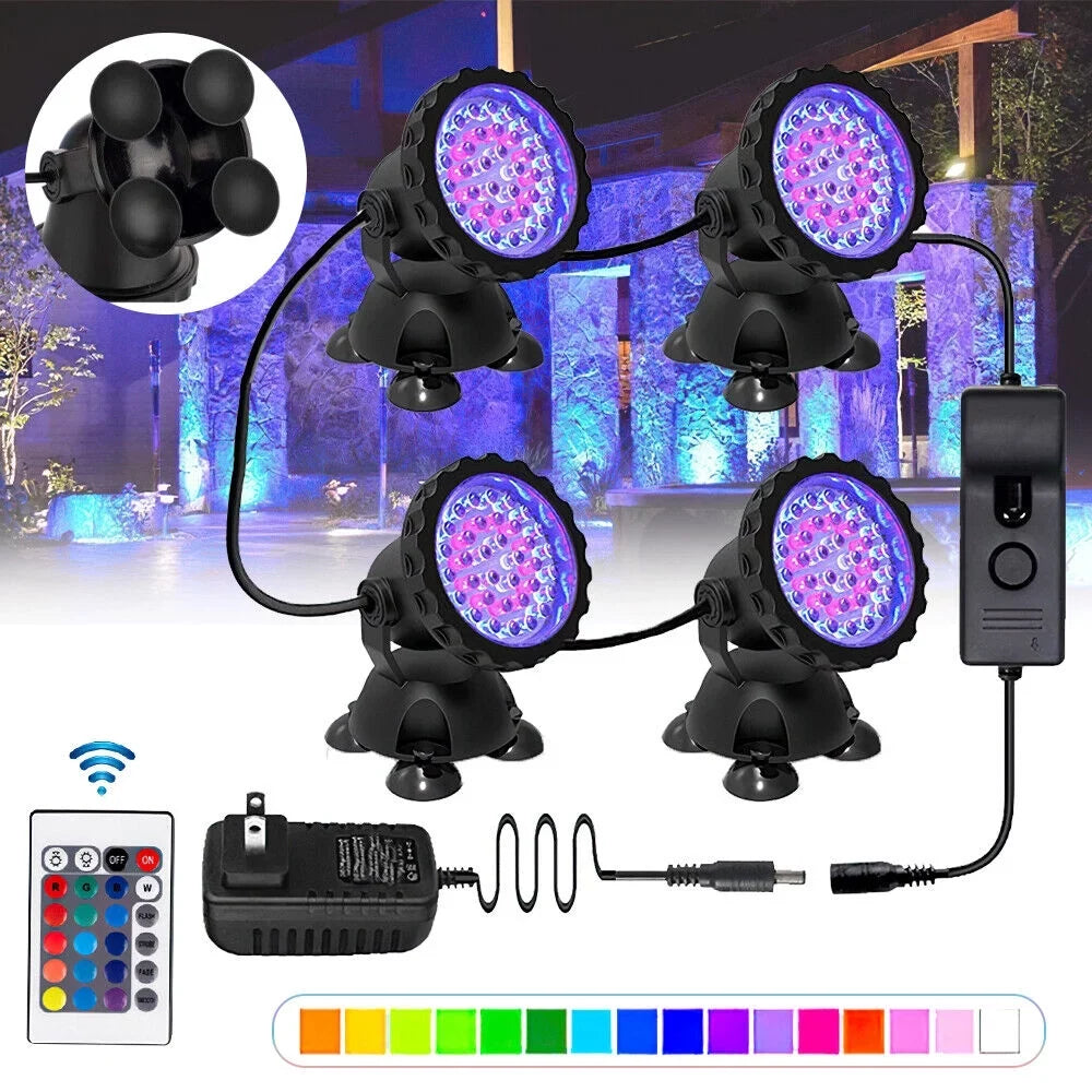 Pond Light, Submersible  Lights  Underwater Lights Color Changing Spotlight Outdoor Remote Control  Waterproof Fish Tank Lights Fountain Lights for Aquarium Tank Pool