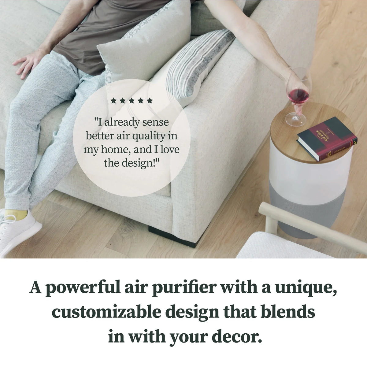 Dupray Bloom™ Air Purifier | Smart Medical-Grade -13 Air Filtration With Walnut Accent Table