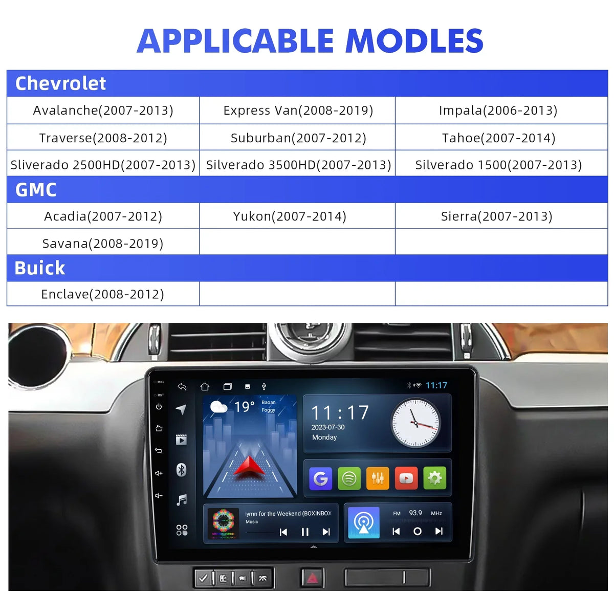 2+32G Aumume 10.1 inches Android 10 Double Din Car Stereo for Chevrolet//Buick  Touchscreen Screen Car Radio with Carplay & Android Auto Support Backup Camera  Navi