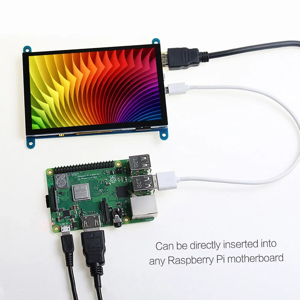 walmeck 5 Inch Capacitive Touchscreen Display 800*480 Resolution Small Portable with  Interface Compatible with Raspberry Pi Educational Tool