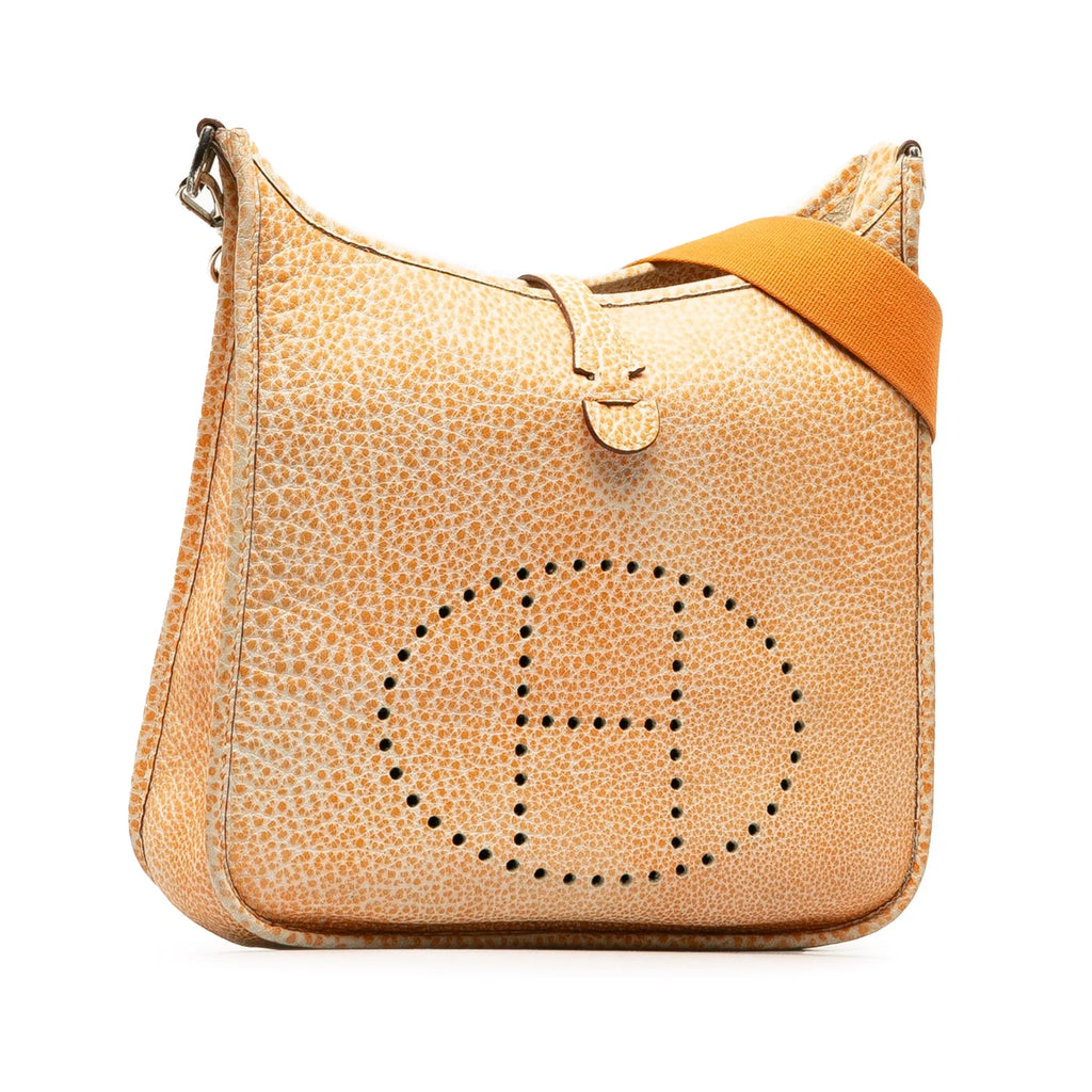 Pre-Owned Authenticated Hermès Dalmatian Buffalo Evelyne   Calf Leather Orange Crossbody Bag Unisex (Good)