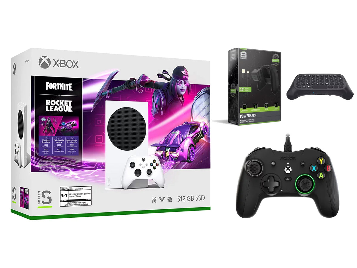 Microsoft Xbox Series  Console Fortnite Rocket League with Black  Compact Controller, Charge Cable/Battery and Wireless Controller Keypad