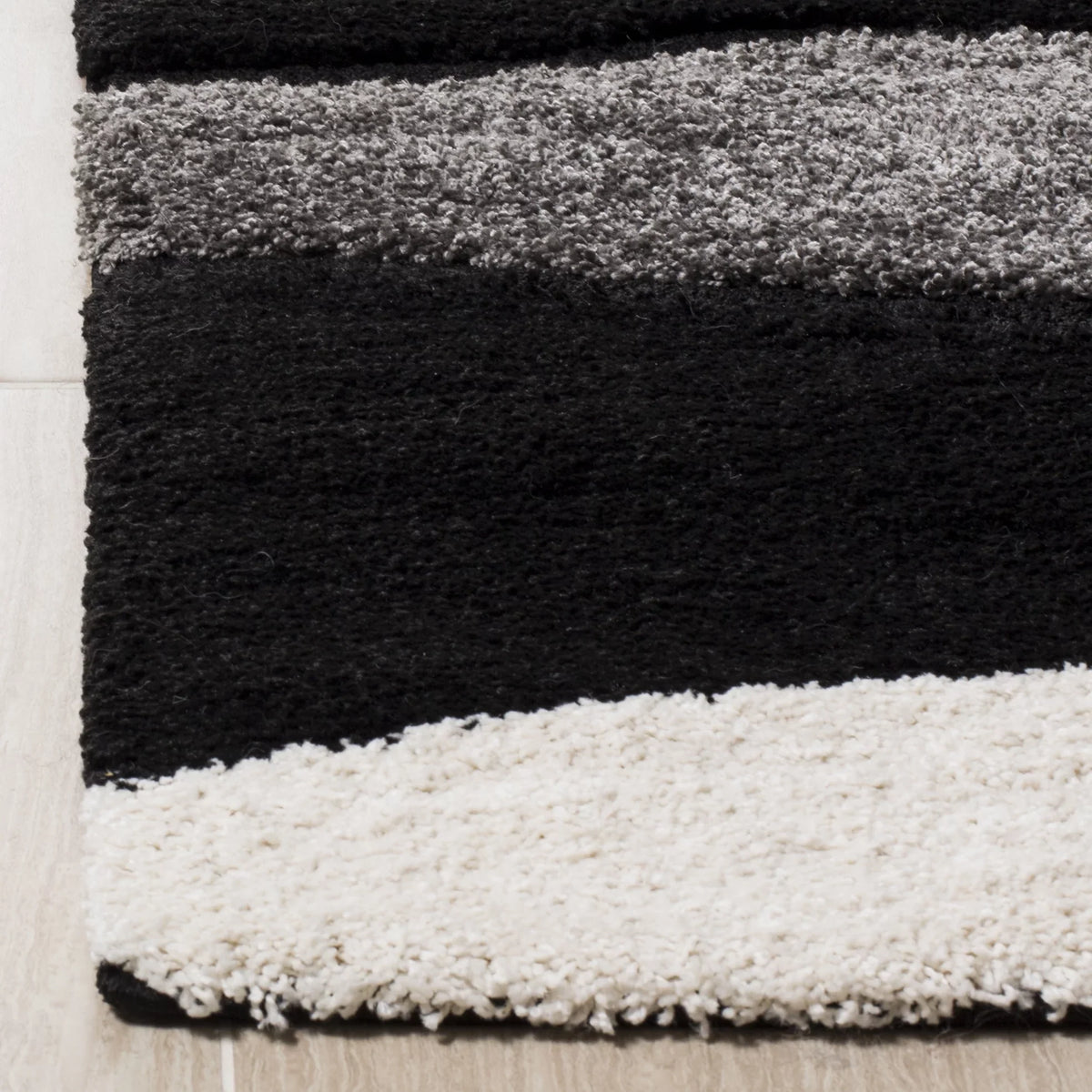 Florida Tyler Geometric Waves Shag Area Rug, Grey/Black, 4' x 6'