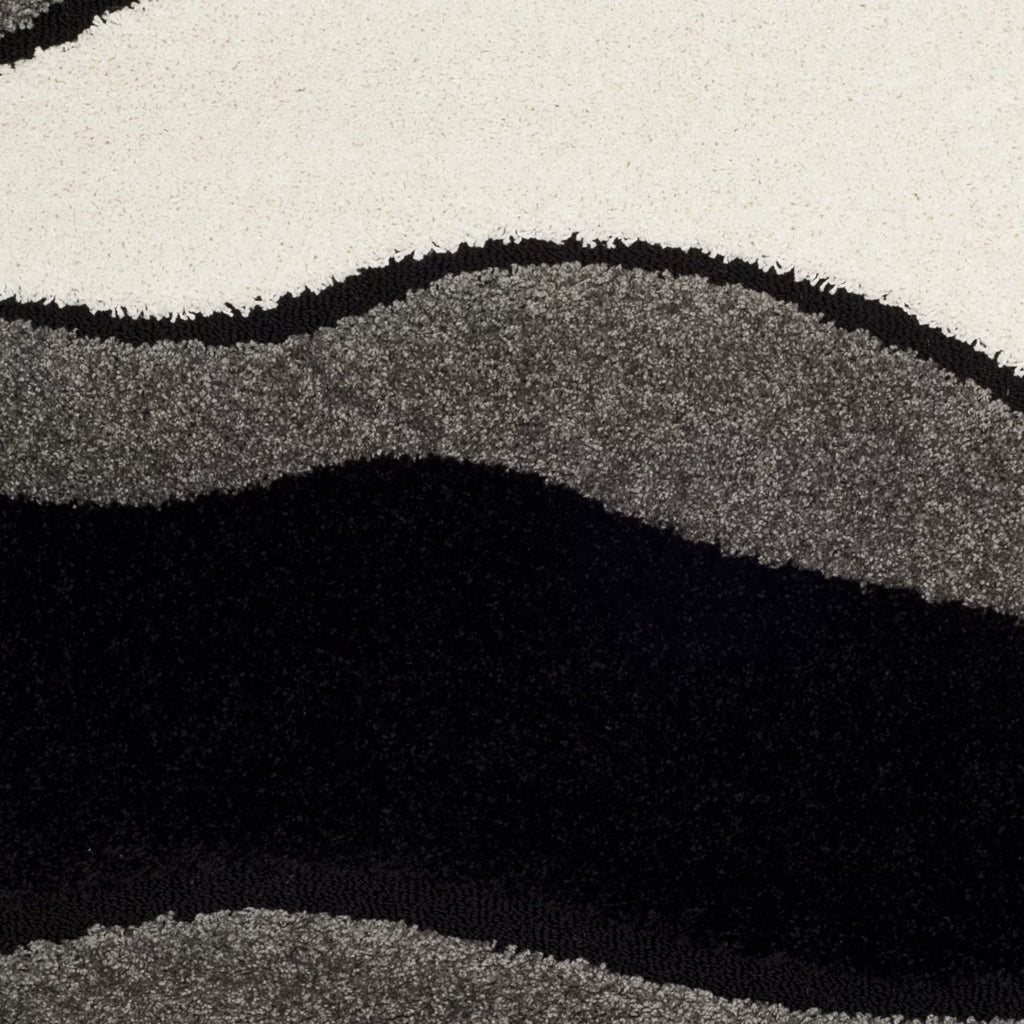 Florida Tyler Geometric Waves Shag Area Rug, Grey/Black, 4' x 6'