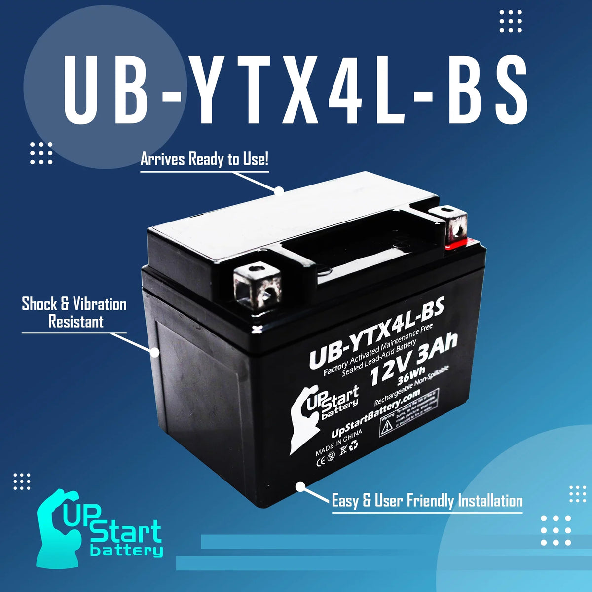 Replacement 2002 Bombardier (Can-Am) , Quest 50CC Factory Activated, Maintenance Free,  Battery - 12V, 3Ah, --