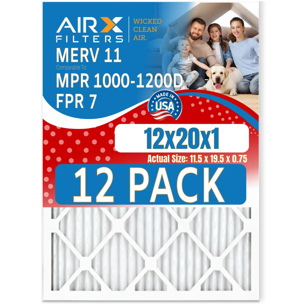 12x20x1 Air Filter  11 Rating, 12 Pack of Furnace Filters Comparable to  1000,  1200 &  7 - Made in  by     .