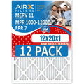 12x20x1 Air Filter  11 Rating, 12 Pack of Furnace Filters Comparable to  1000,  1200 &  7 - Made in  by     .