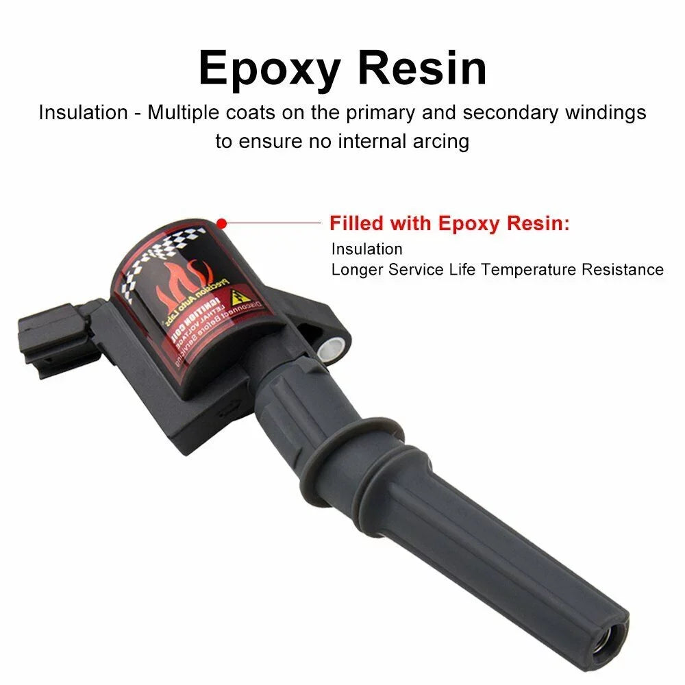 8 Black Ignition Coil     & Spark Plug  4477 Compatible with Ford -250  4.6L & 5.4L 2003 2004 2005 2006 2007 2008 2009 2010 2011 2012 2013 2014