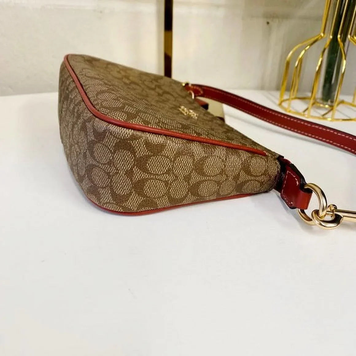 Coach  Nolita 19 In Colorblock Signature Canvas  Khaki Terracotta