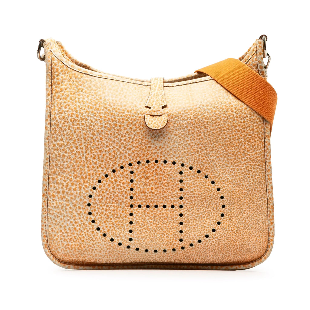 Pre-Owned Authenticated Hermès Dalmatian Buffalo Evelyne   Calf Leather Orange Crossbody Bag Unisex (Good)