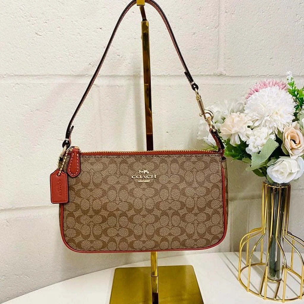 Coach  Nolita 19 In Colorblock Signature Canvas  Khaki Terracotta