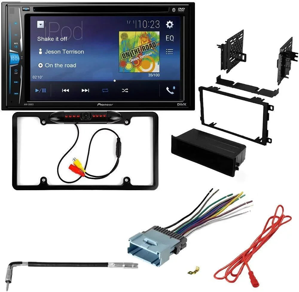 Bundle with Pioneer Multimedia  Car Stereo and Installation Kit - for 2001-2005 Pontiac Grand  / Bluetooth Touchscreen, Backup Camera, Double Din Mounting Dash Kit