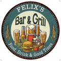 ' Bar and Grill 12" Round Metal Sign Kitchen Wall Decor 200120023164