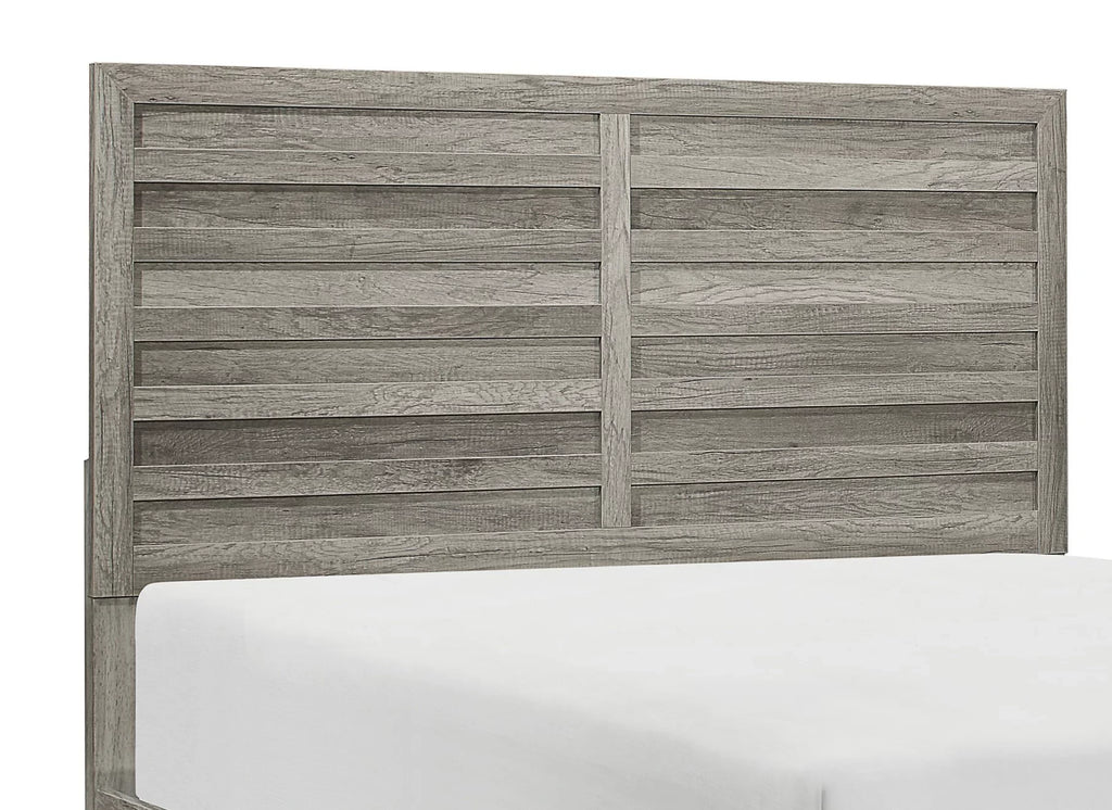 Classic Weathered Gray Finish Eastern King Size Bed 1pc Rusticated Style Bedroom Furniture