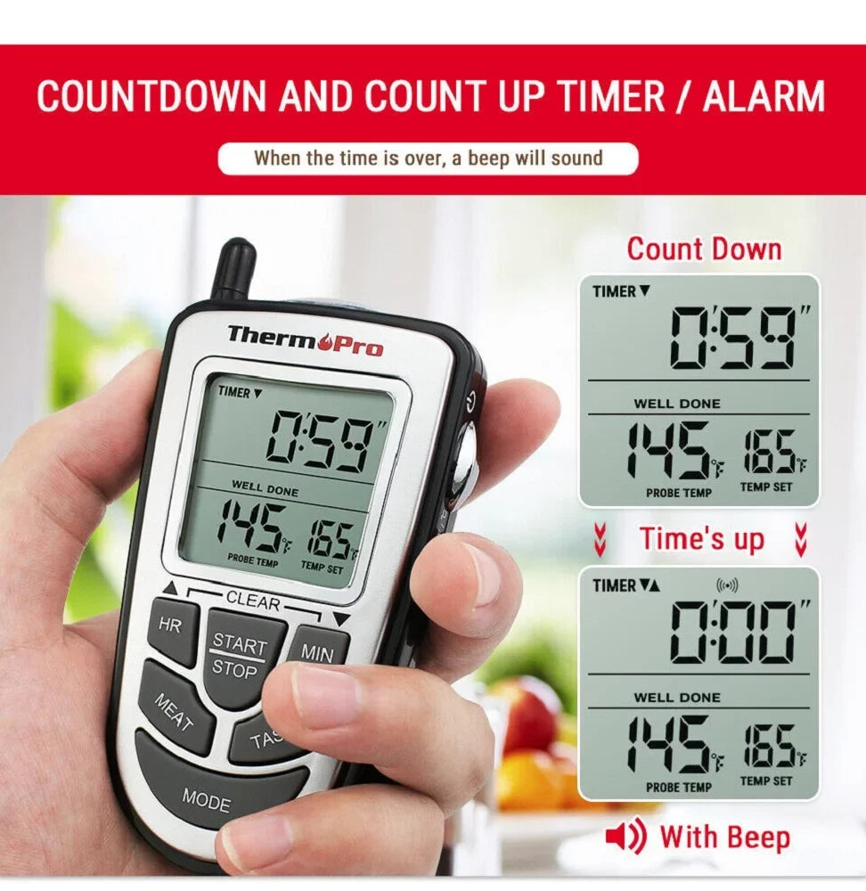 Wireless Remote Thermometer Probe  Grill Meat Kitchen Oven Food Cooking Smoke, ThermoPro,