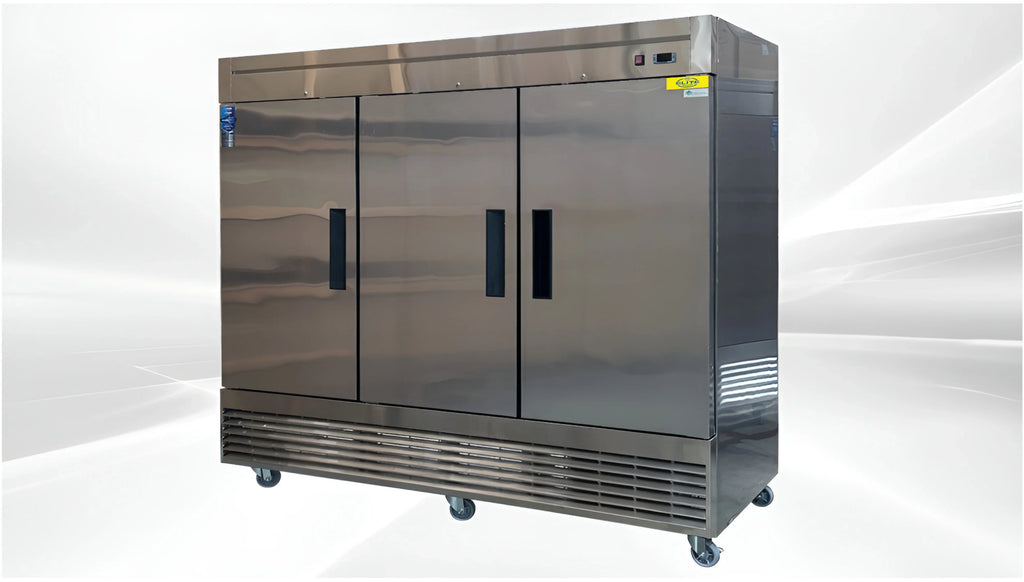 83 in. Commercial Upright Reach-In Three Door Refrigerator in Stainless Steel 64.8 Cu. ft.