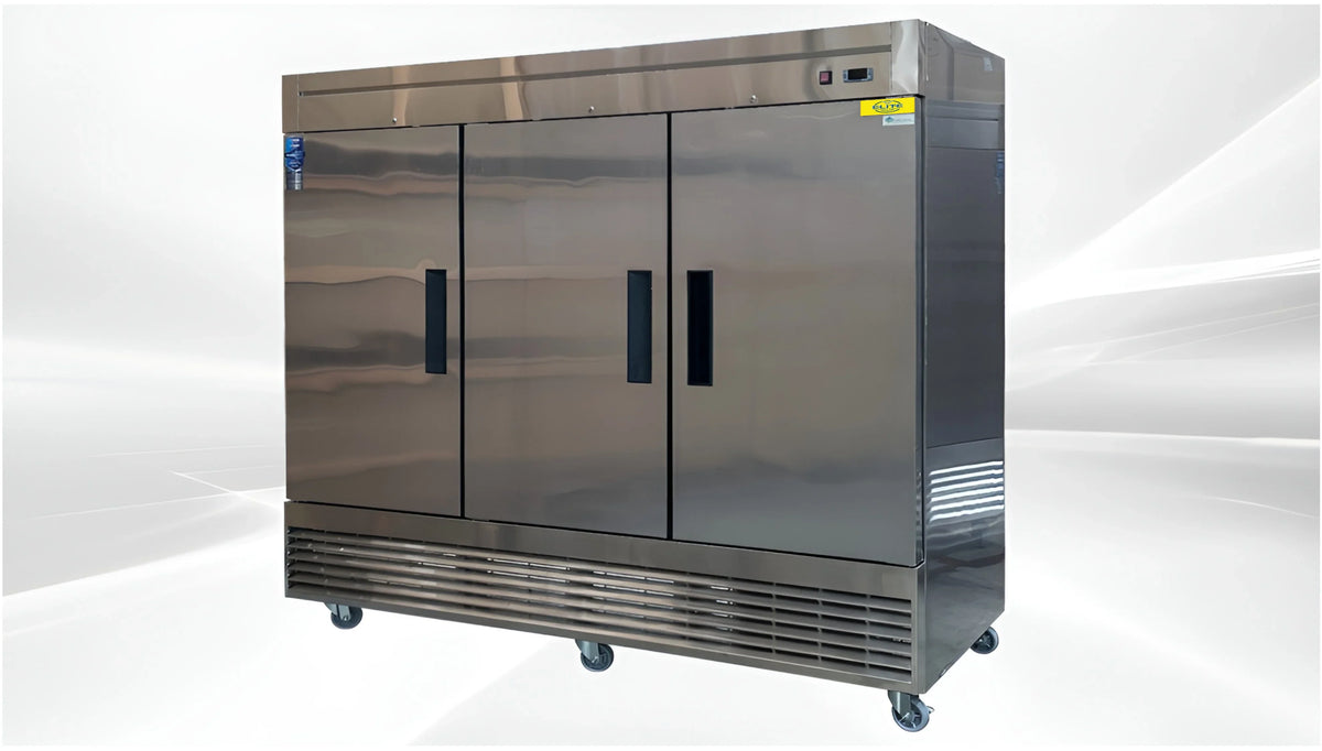 83 in. Commercial Upright Reach-In Three Door Refrigerator in Stainless Steel 64.8 Cu. ft.