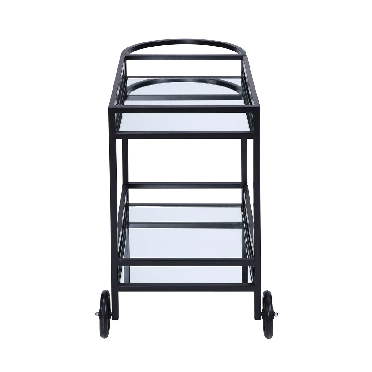 Kitchen Carts Serving Cart, Black Finish Metal & Wood
