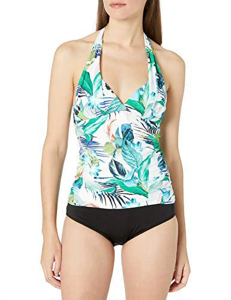 La Blanca Women's -Neck Halter Tankini Swimsuit Top, Multi//in The Monument, 0