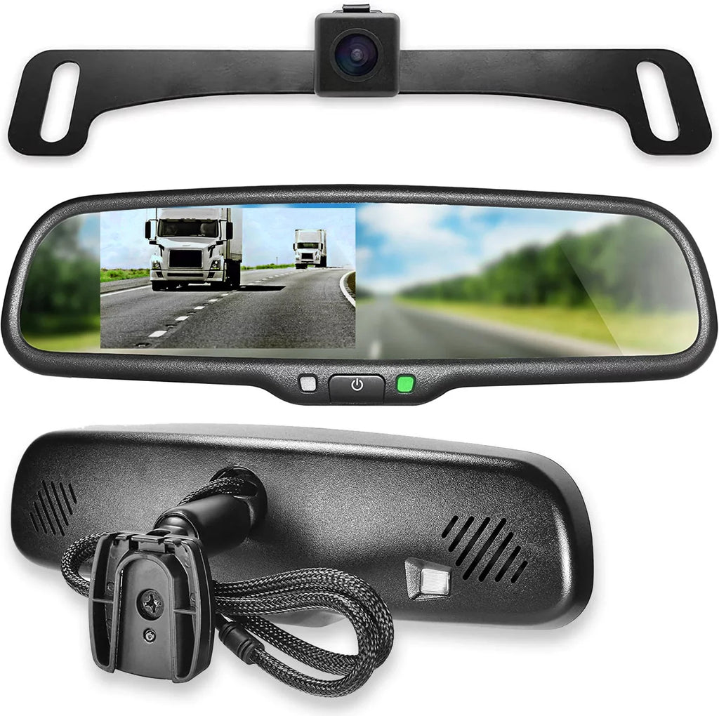 Master Tailgaters  Rear View Mirror with 4.3”  Screen + Waterproof 170° Backup Camera Kit - Universal Fit for Enhanced Car Safety