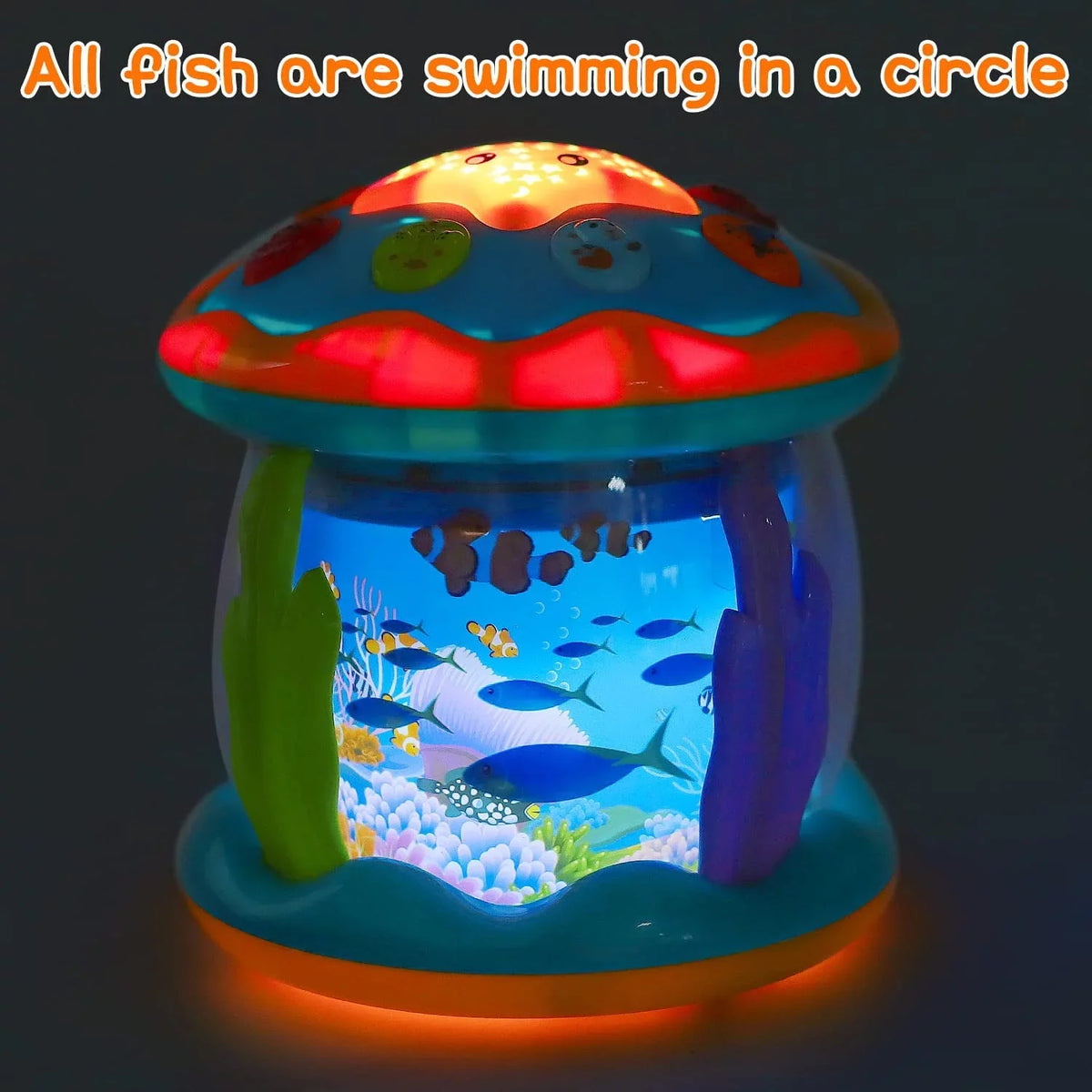 Baby Toys 6 to 12 Months 4 in 1 Musical Projector Ocean Rotating Tummy Time Learning Crawling Light Up Toys