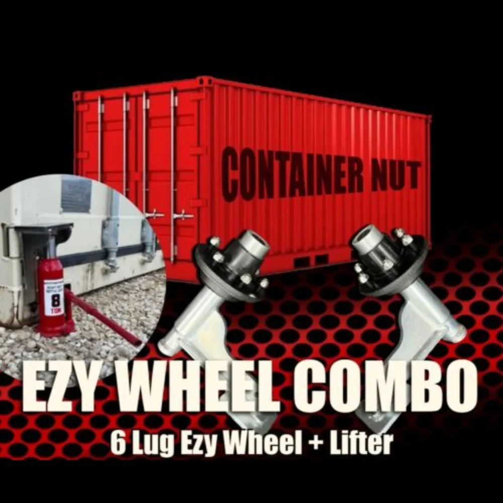 Container Nut  Wheels 6-Lug  Wheels Shipping Container Wheels + Trailer Tires + Shipping Container Jack Lug Combo, Made in , 5-Piece Bundle