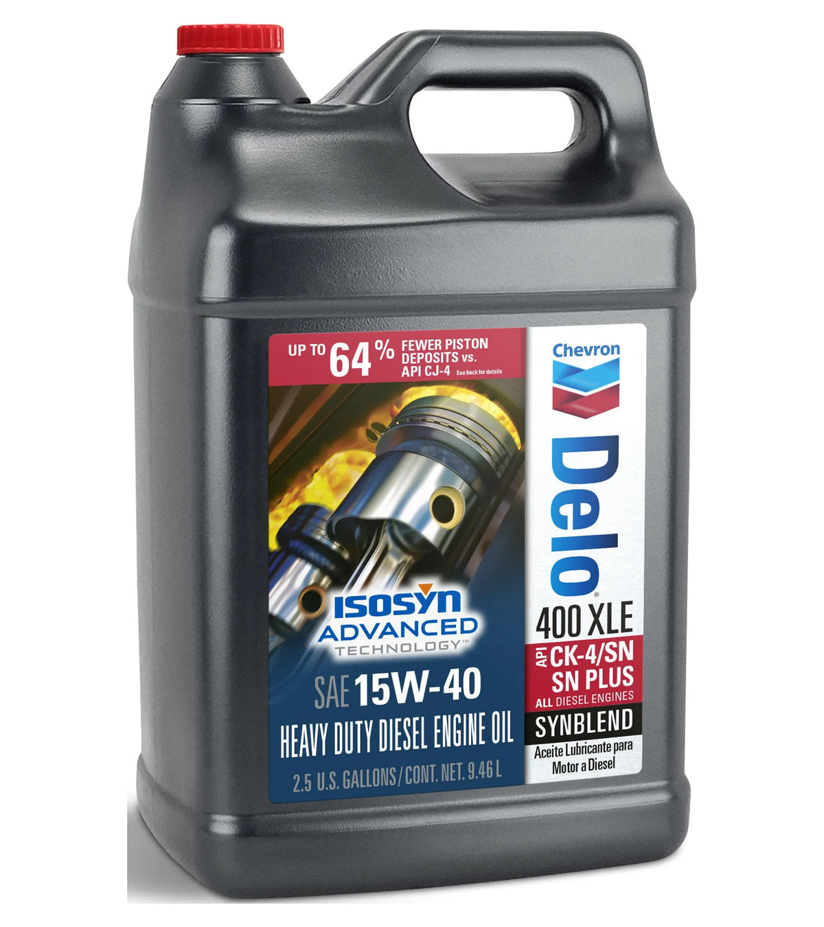 Chevron Delo 400  15W-40 Synthetic Blend Heavy Duty Diesel Motor Oil, 2.5 Gallons