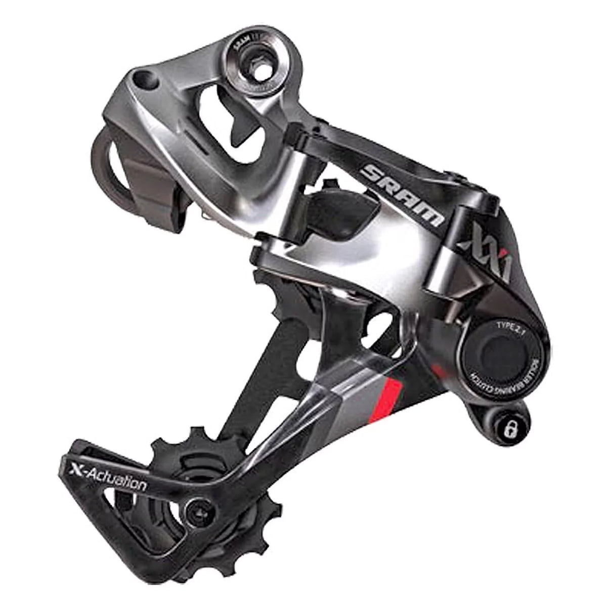 Rear Derailleur - 11 Speed, Medium Cage, Black/Red