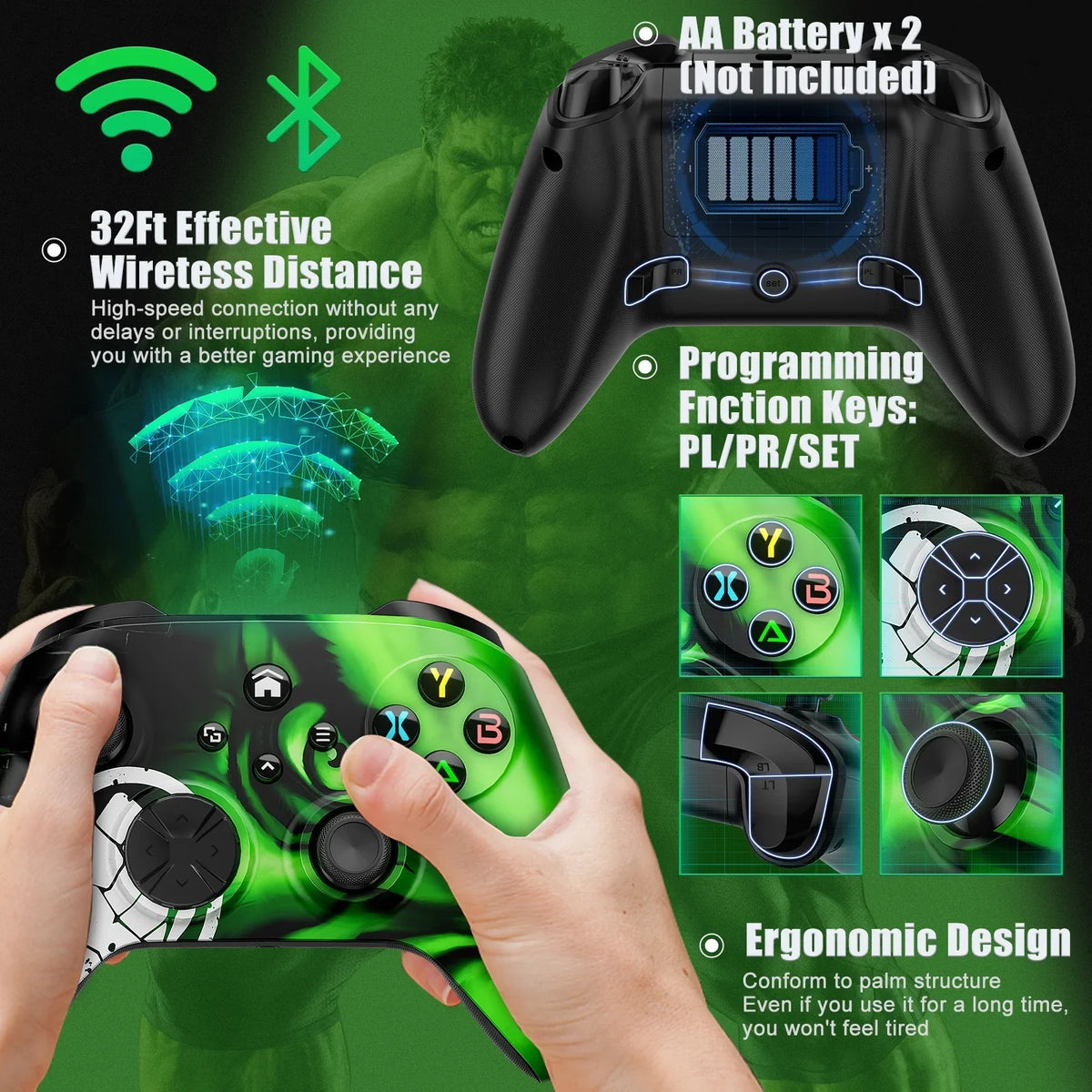 Bonadget Xbox One Wireless Controller, Compatible with Xbox one/Xbox One //Xbox Series //Android/iOS/ Gamepad Remote with Wifi/Macro Function/Turbo/3.5mm Audio Jack(Need to Upgrade)