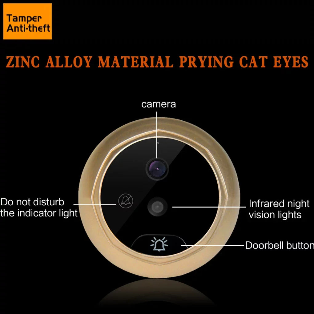 2.4" inch Peephole Viewer Camera Video Doorbell Door Eye Wide Angle Night Vision No Disturb 2.0MP Door Bell Security Cam Need Drilling