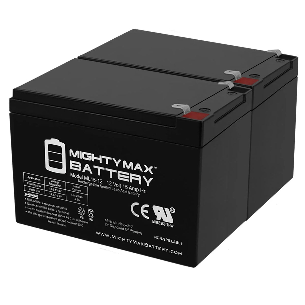 12V 15AH Battery Replacement for  500W Electric Scooter - 2 Pack