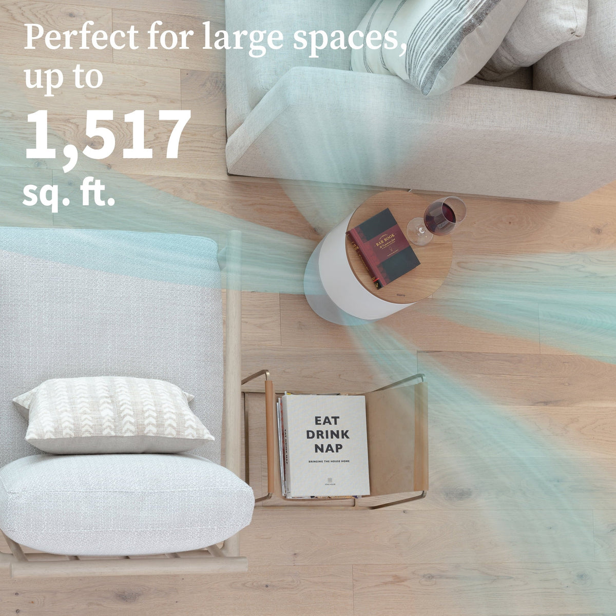 Dupray Bloom™ Air Purifier | Smart Medical-Grade -13 Air Filtration With Walnut Accent Table