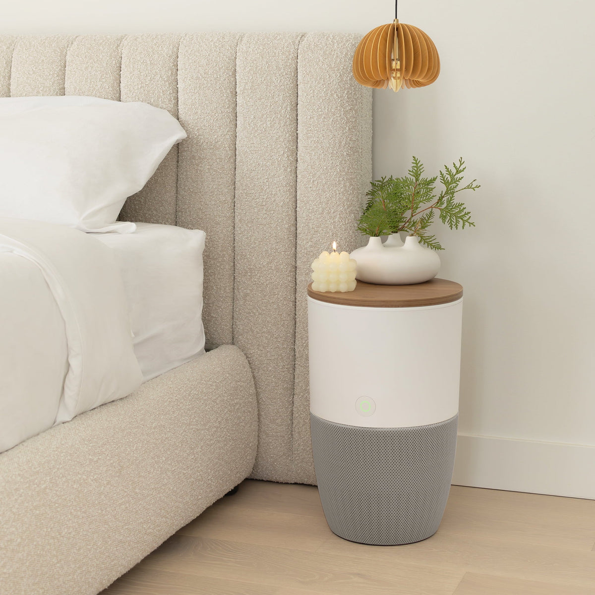Dupray Bloom™ Air Purifier | Smart Medical-Grade -13 Air Filtration With Walnut Accent Table