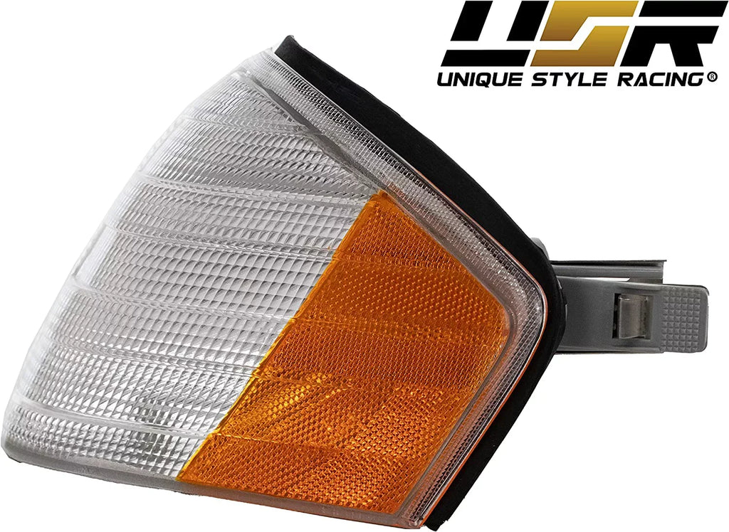 Corner Lights - Replacement Amber / Clear Frost Lens Front Turn Signal Lamps Set (Left + Right) Compatible with 1990-2002 Mercedes Benz  Chassis  Class Roadster