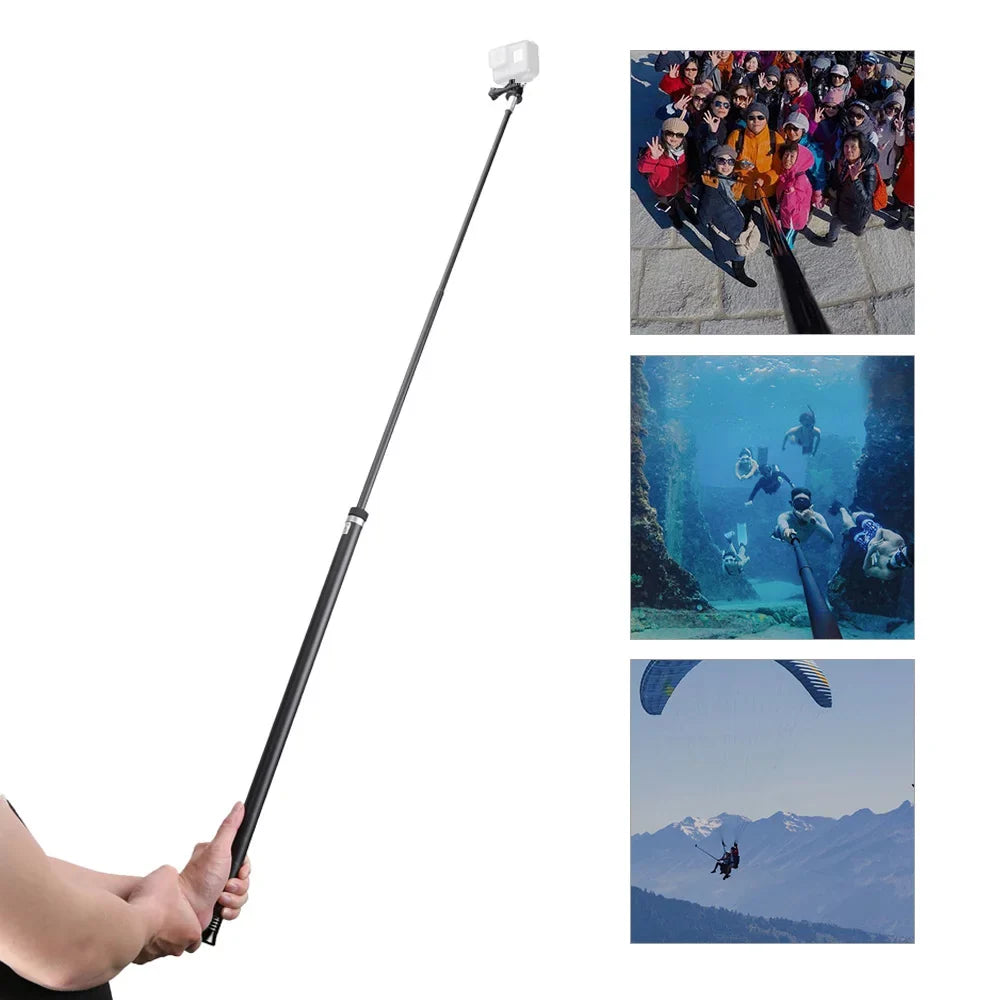 2.7M106 Inch Ultra Long Carbon Fiber Selfie Stick Lightweight Extendable Handheld Pole Monopod Replacement for Hero 11109876Hero 5 Black(2018) Replacement for One   Action