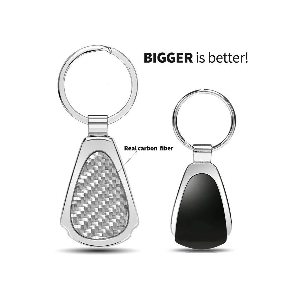 iPick Image for Cadillac  Real Silver Dome Carbon Fiber Chrome Metal Teardrop Key Chain, Official Licensed